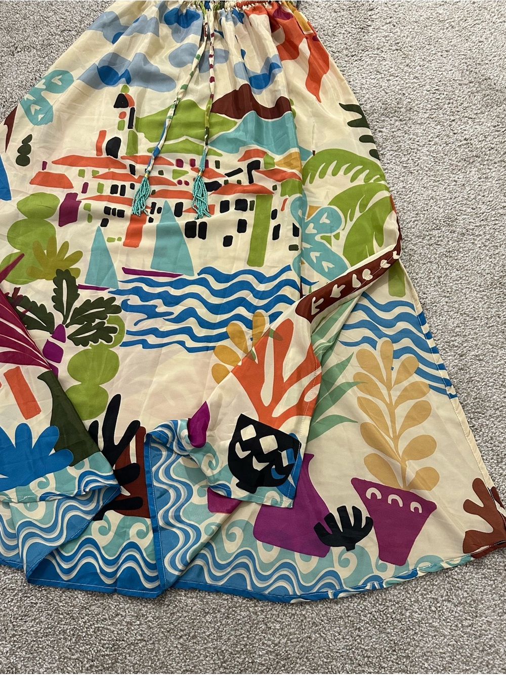 Mediterranean Print Strapless Maxi Dress – Size Small - Picture 5 of 9